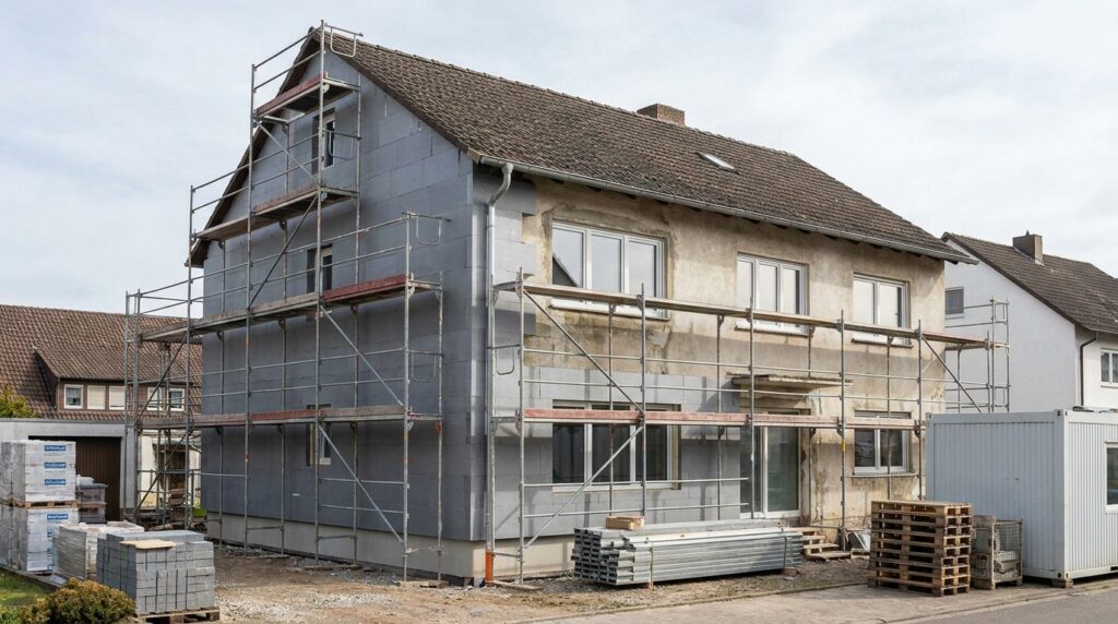 Energetische Sanierung eines Einfamilienhauses aus den 70er Jahren mit Fassadendaemmung