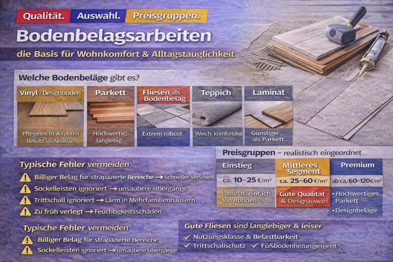 Ein Bild von verschiedenen Bodenbelägen und einem Stempel auf einem Dokument. Die verschiedenen Arten von Bodenbelägen sind im Bild dargestellt.