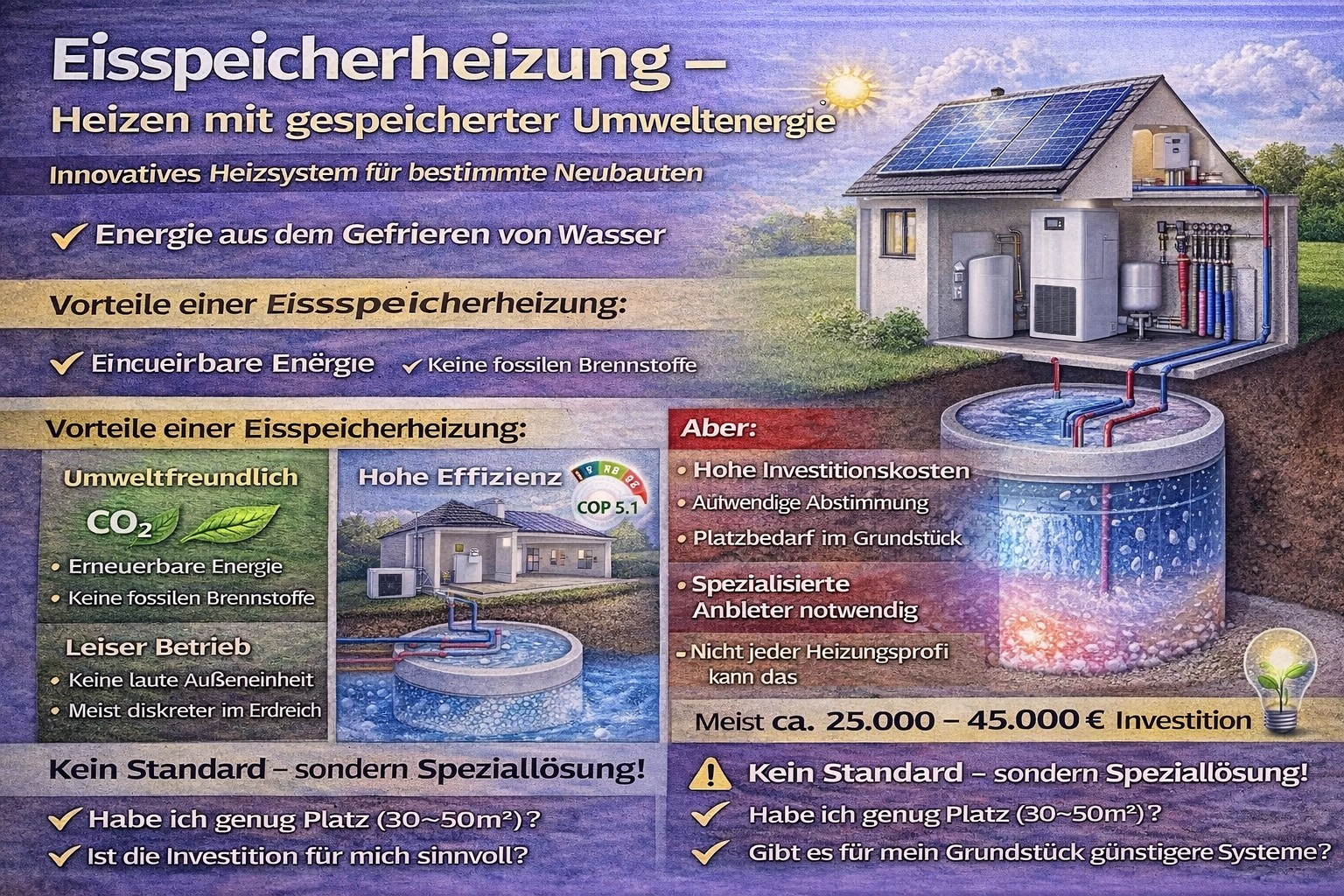 Eine moderne Eisspeicherheizung für effizientes Heizen. Die Anlage nutzt Umgebungswärme.