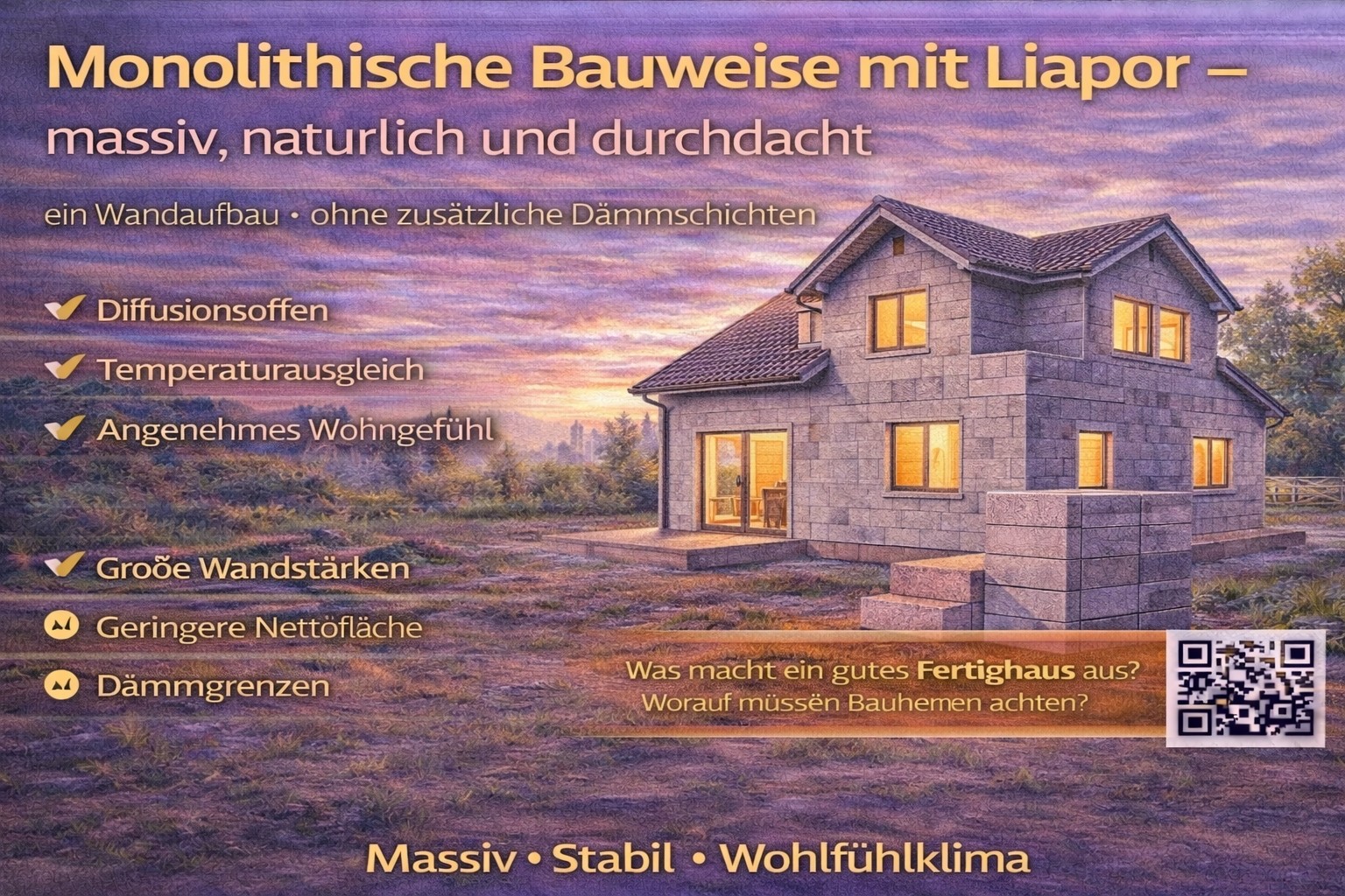 Ein modernes Haus mit einer monolithischen Bauweise. Liapor bietet eine massive, natürliche und durchdachte Bauweise.