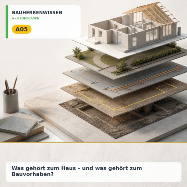 Bauherrenwissen Cover – A05 Bauherrenwissen: Was gehört zum Haus – und was gehört zum Bauvorhaben?