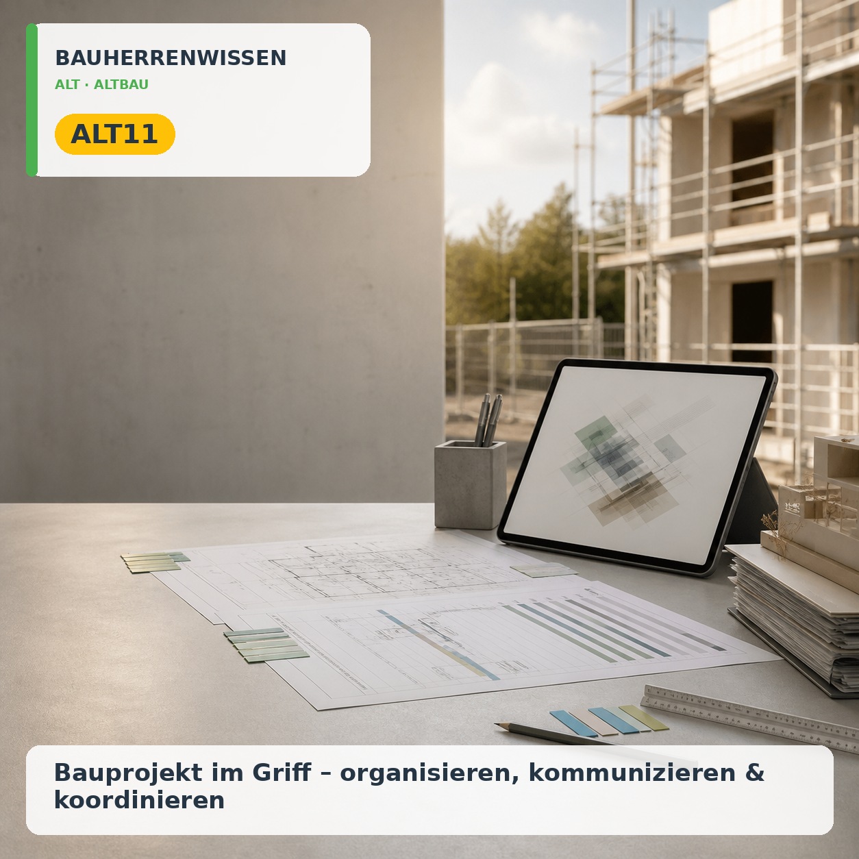 Bauherrenwissen Cover – ALT11 Bauherrenwissen: Bauprojekt im Griff – organisieren, kommunizieren & koordinieren