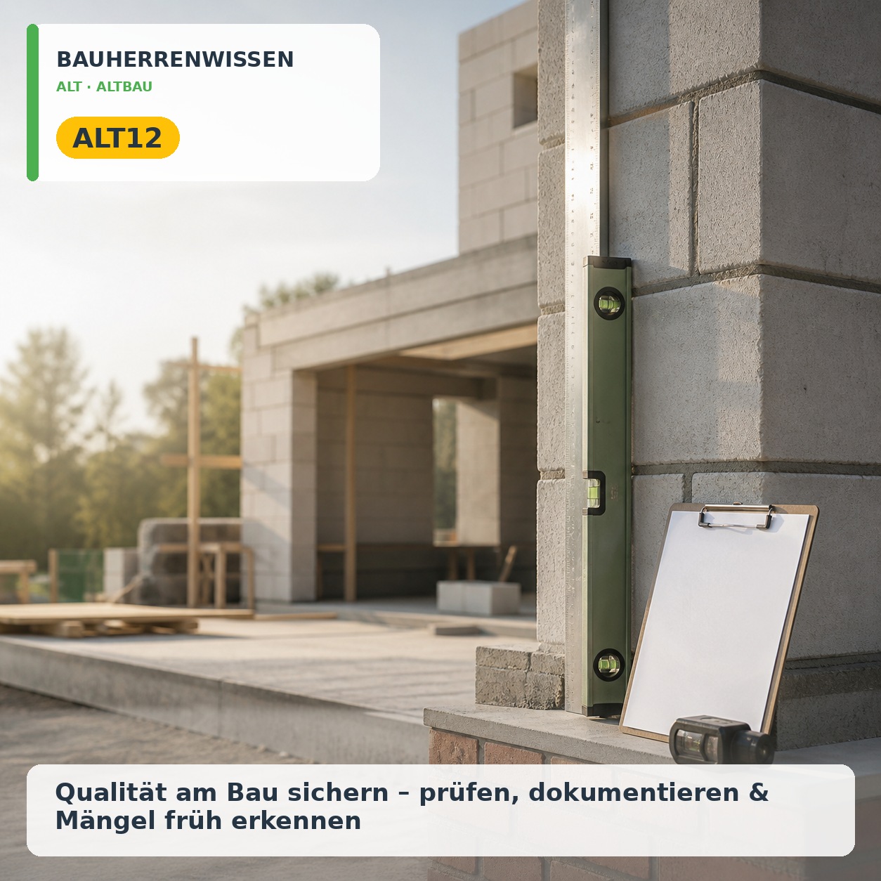 Bauherrenwissen: Qualität am Bau sichern – prüfen, dokumentieren & Mängel früh erkennen